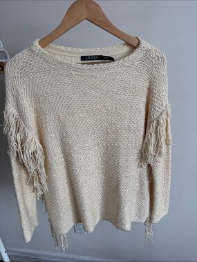 Ralph Lauren Cream Fringe Knit Sweater - Women's